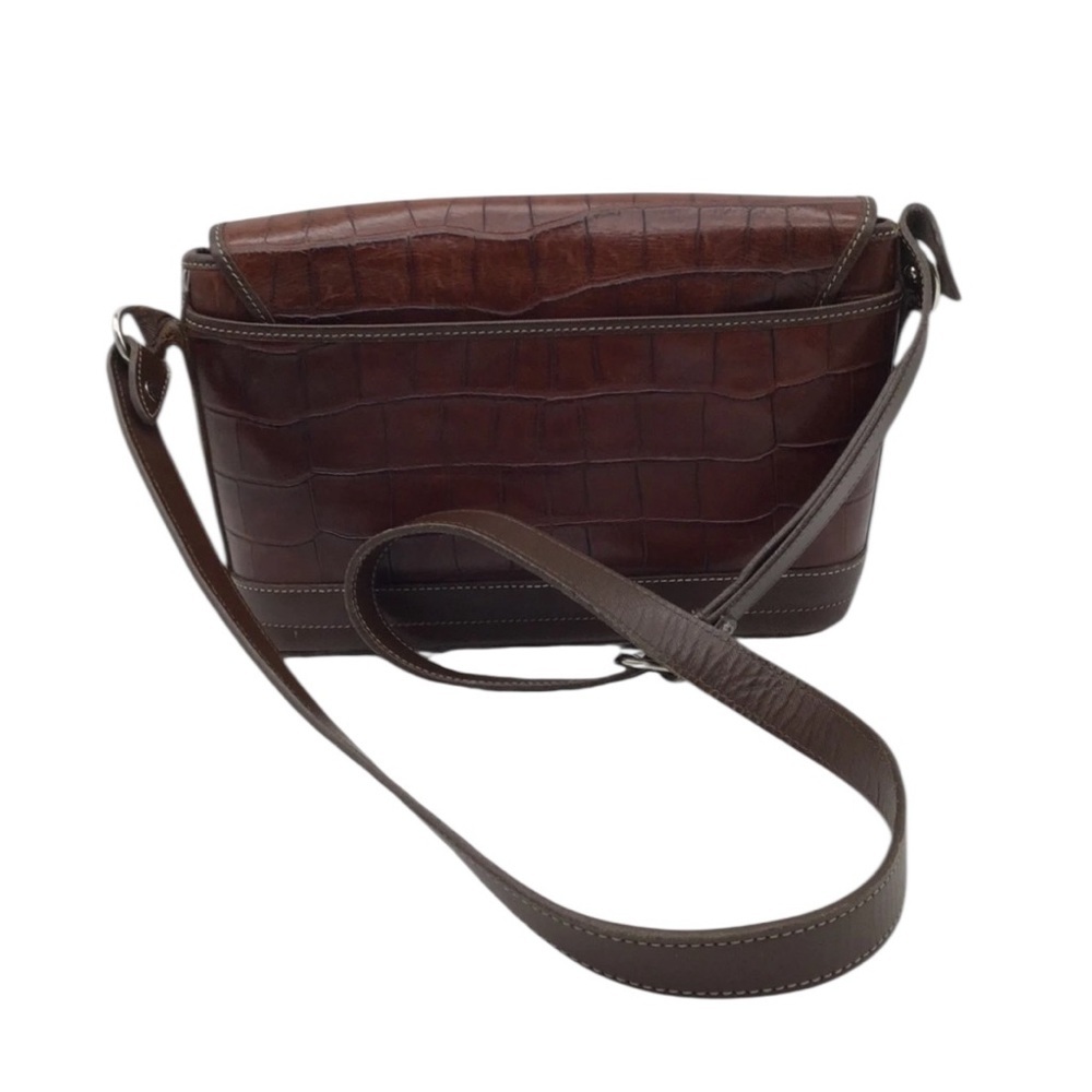 Dooney Brown Croc Embossed Shoulder Bag - Picture 2 of 10